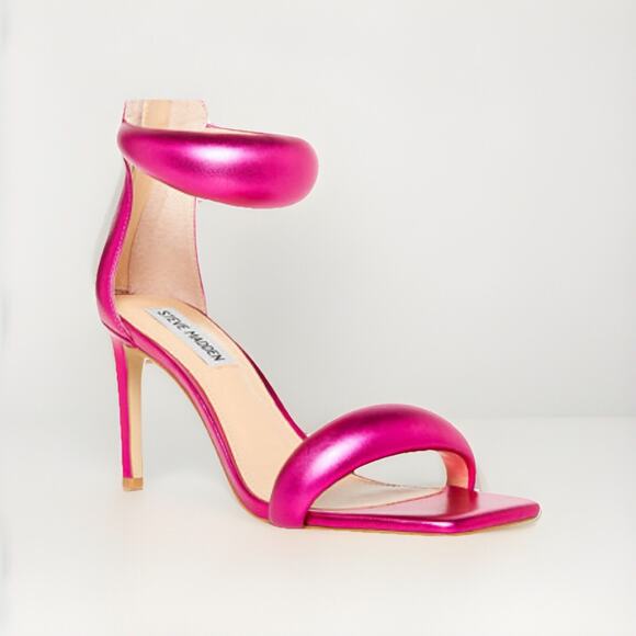 Steve Madden Partay Ankle Strap Stiletto Dress Sandals Womens 7 Pink Metallic - Picture 3 of 11